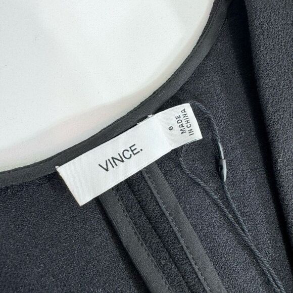 Vince Dress Womens 6 Black Sheath Short Sleeve V Neck Career Minimalist New - Picture 3 of 8
